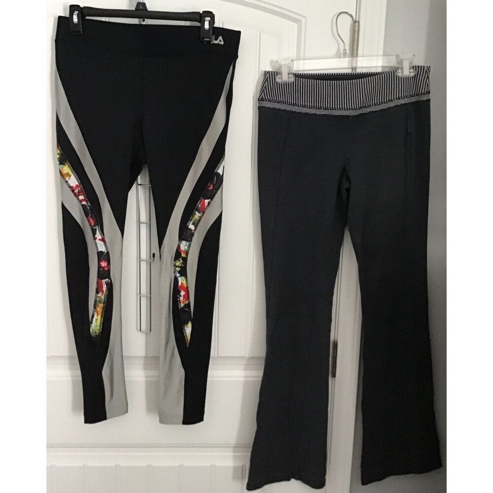 Women’s FILA Sport Running Leggings & Old Navy Active Pants Sz Medium Black/Gray